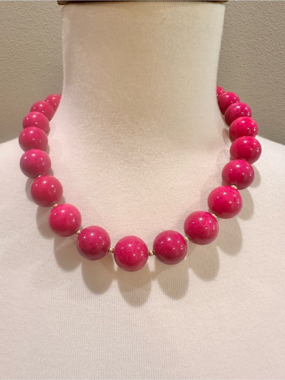 Handmade Chunky Glass Bold Pink Beaded Statement Necklace - Women Jewelry